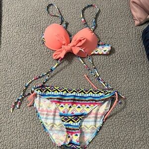 Boutique Bikini Swimsuit Aztec Tribal Print Top and Bottom